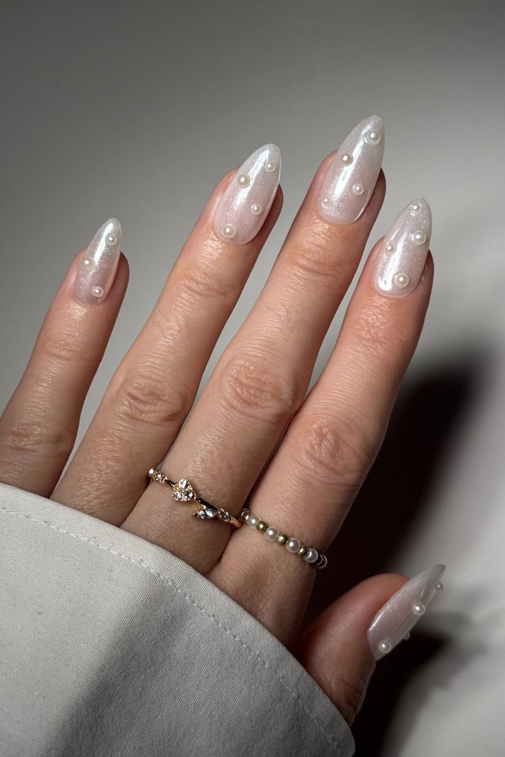 Medium Almond Pearl Shimmer Nails Medium Almond Pearl Shimmer Nails — Classy Bride Nail