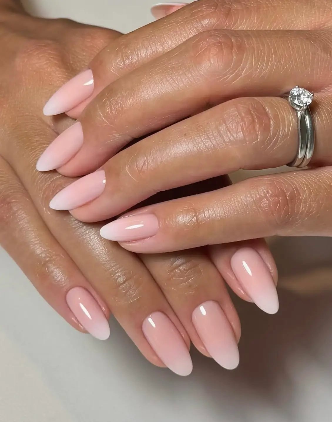 Medium Almond French Fade Nails Medium Almond French Fade Nails — Classy Bride Nail