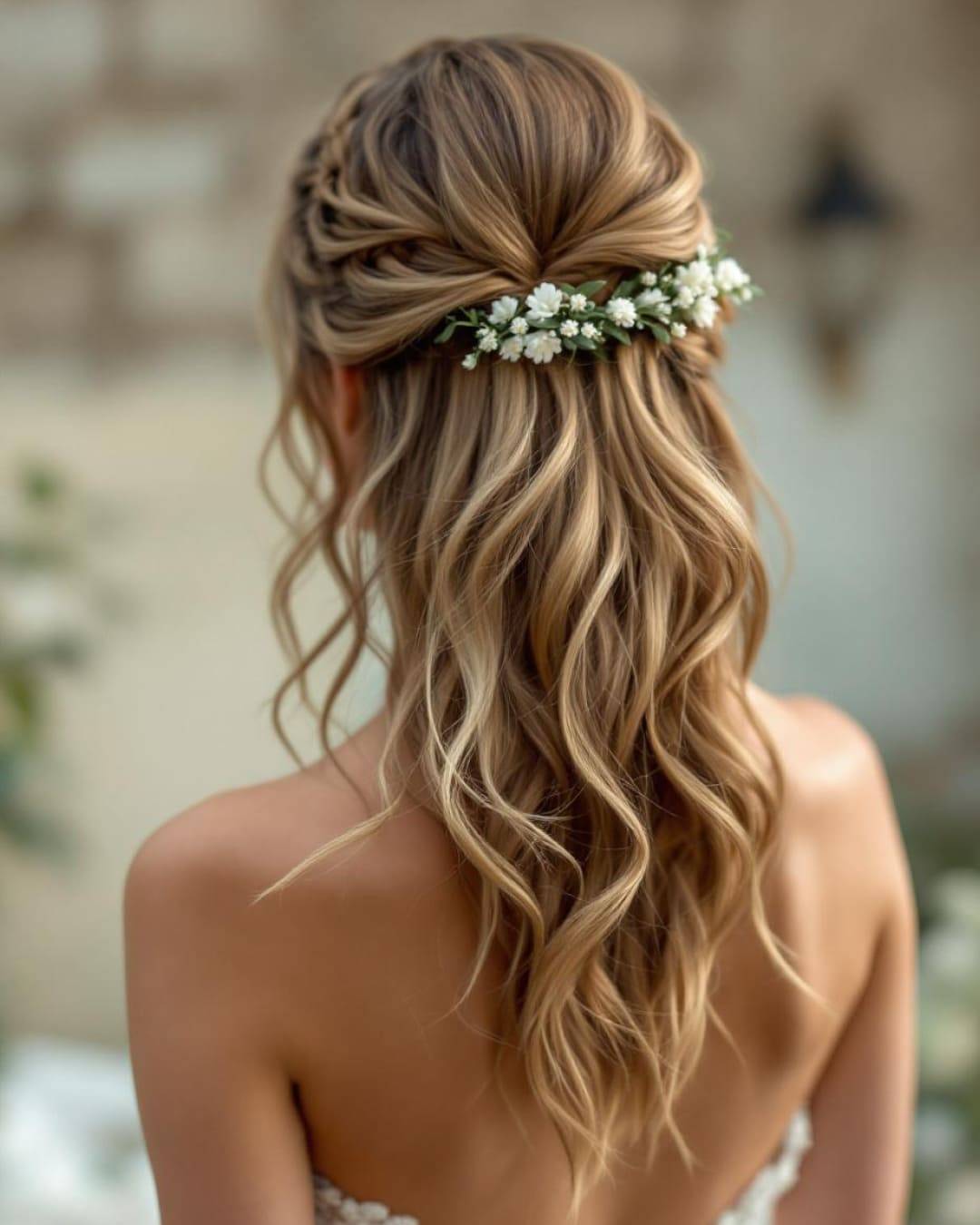Ash Blonde Balayage Half-Up With Braids Ash Blonde Balayage Half-Up With Braids — Classy Bridesmaid Hair