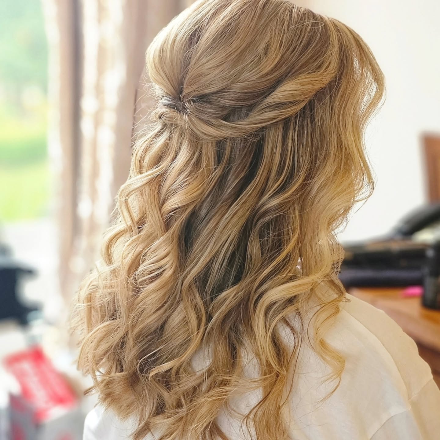Ash Blonde Twisted Half-Up Curls Ash Blonde Twisted Half-Up Curls — Classy Bridesmaid Hair