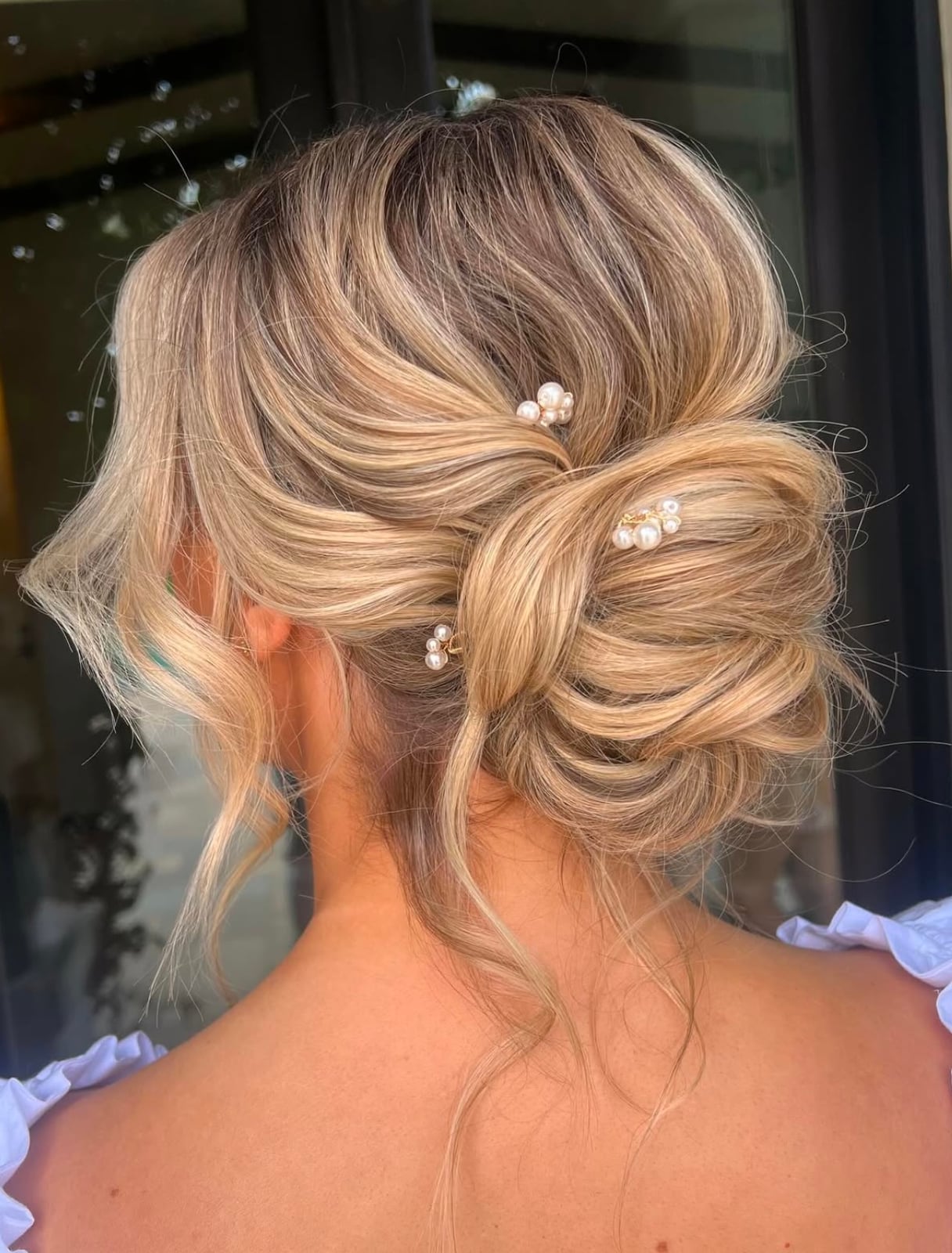 Loose Textured Updo With Wispy Bangs — Classy Bridesmaid Hair Updo