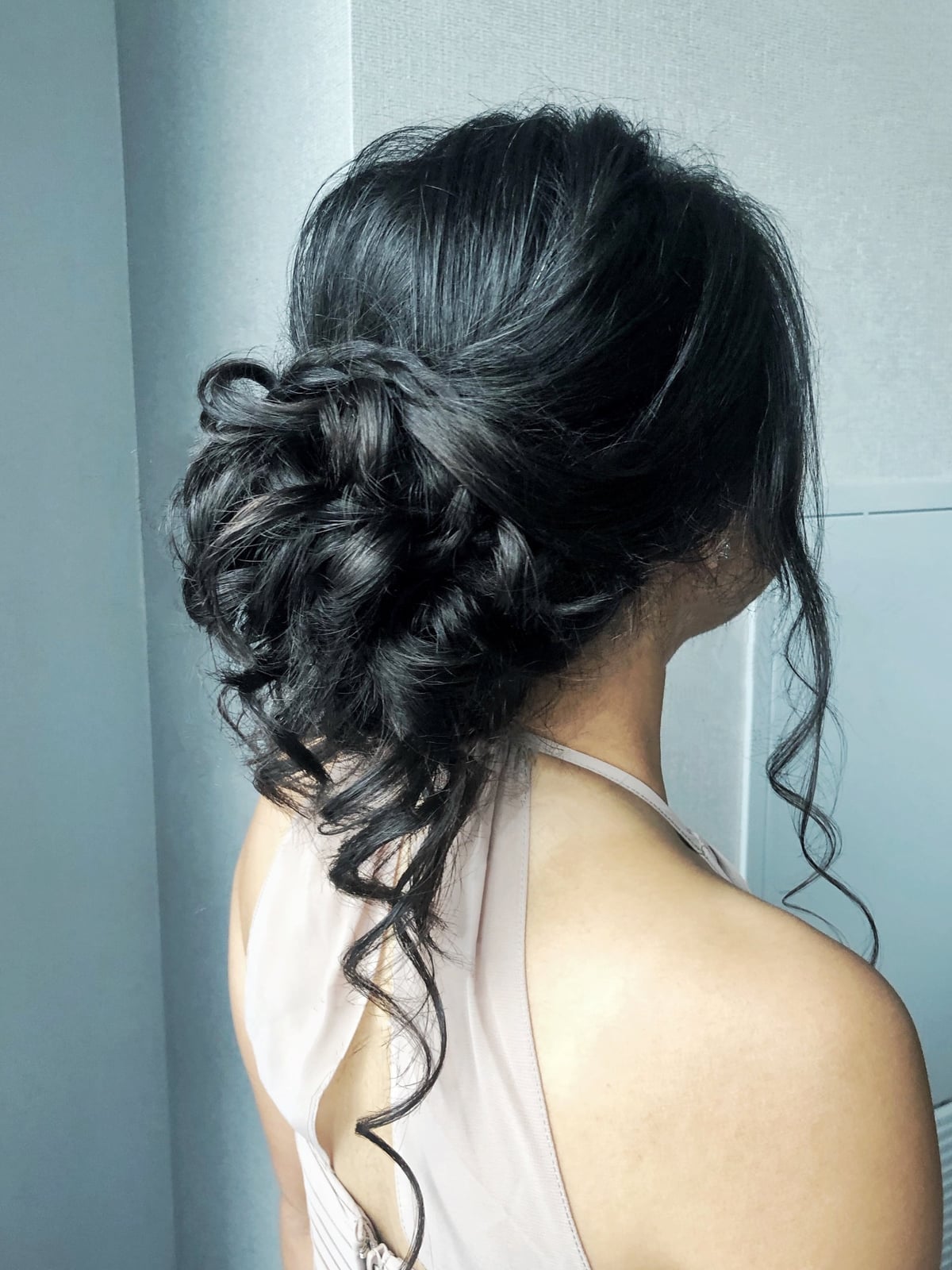 Voluminous Dark Brown Textured Updo — Classy Bridesmaid Hair Updo