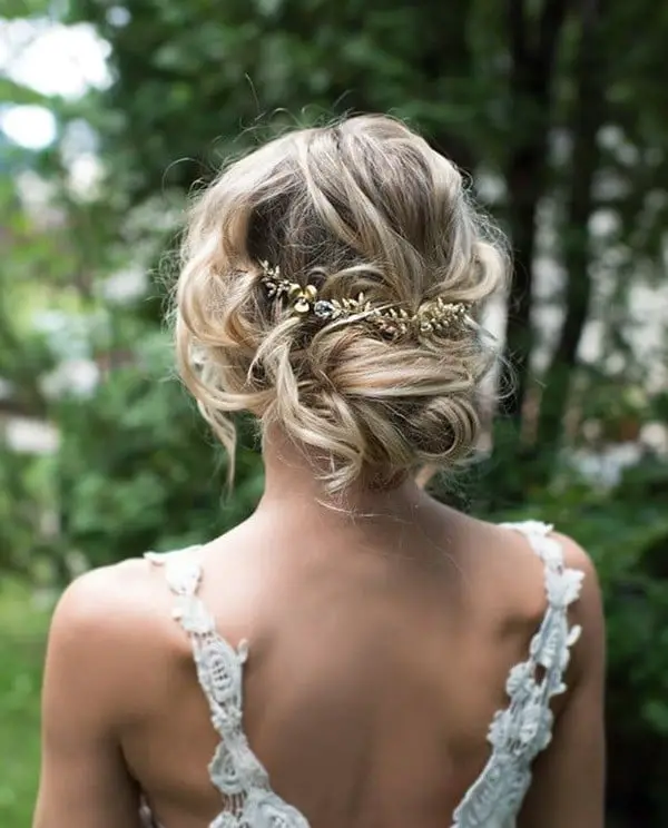 Textured Blonde Updo With Decorative Accessory — Classy Bridesmaid Hair Updo