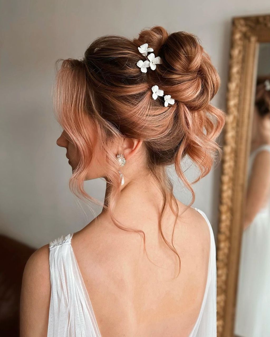 Rose Gold Updo With Butterfly Clips — Classy Bridesmaid Hair Updo