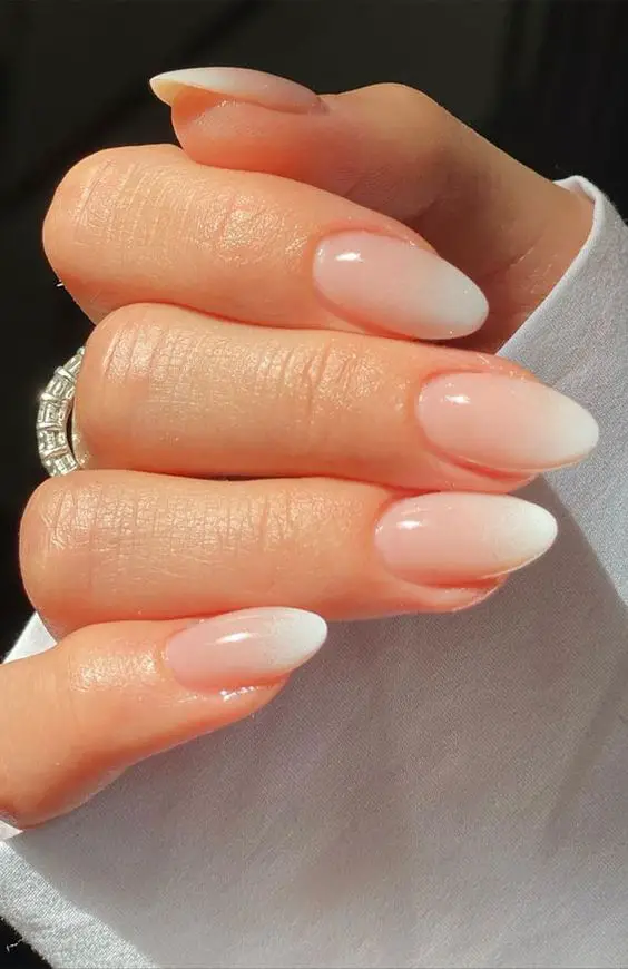 Sheer Nude French Tips Medium Almond — Classy Bridesmaid Nails