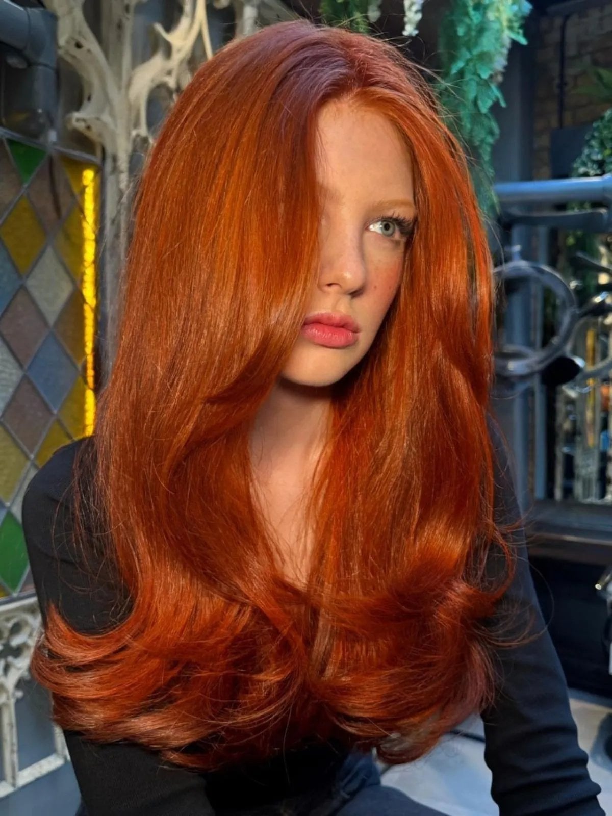 Long Layers With Bright Fiery Red Long Layers With Bright Fiery Red — Classy Bright Red Hair