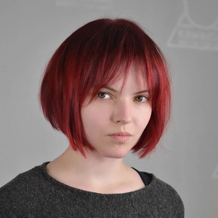 Chin Length Bob Vibrant Deep Red Chin Length Bob Vibrant Deep Red — Classy Bright Red Hair