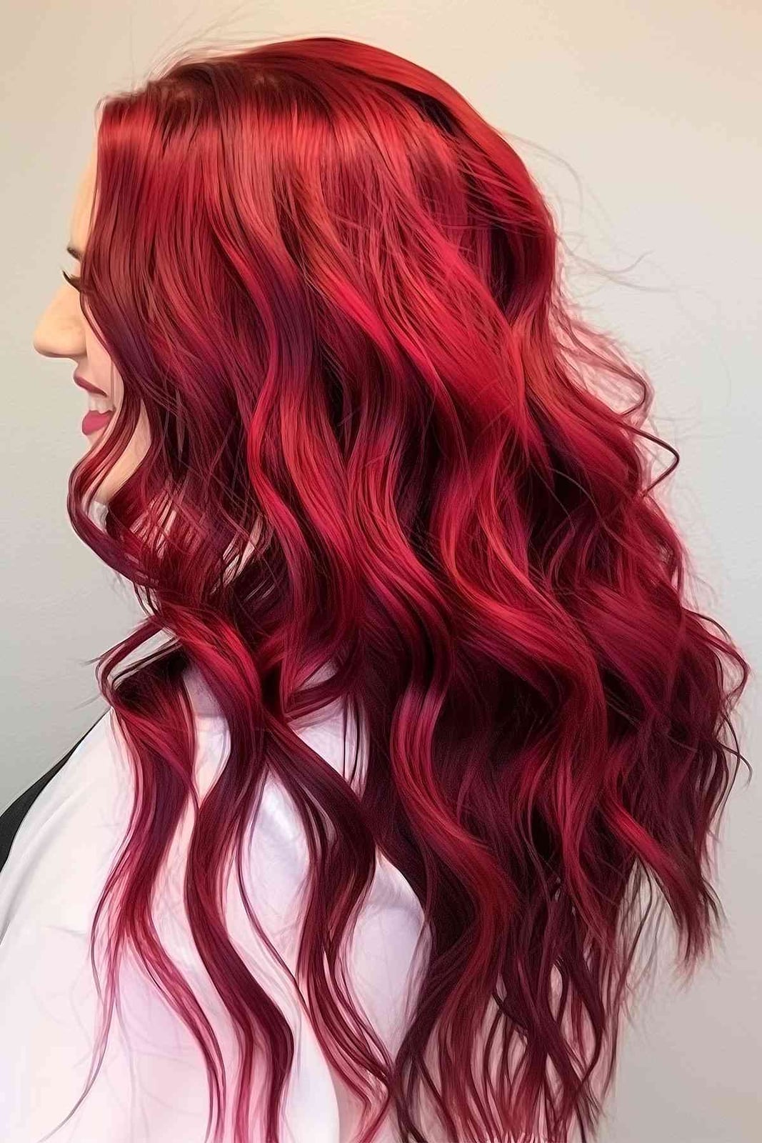 Mid-Back Loose Waves Bright Red Mid-Back Loose Waves Bright Red — Classy Bright Red Hair