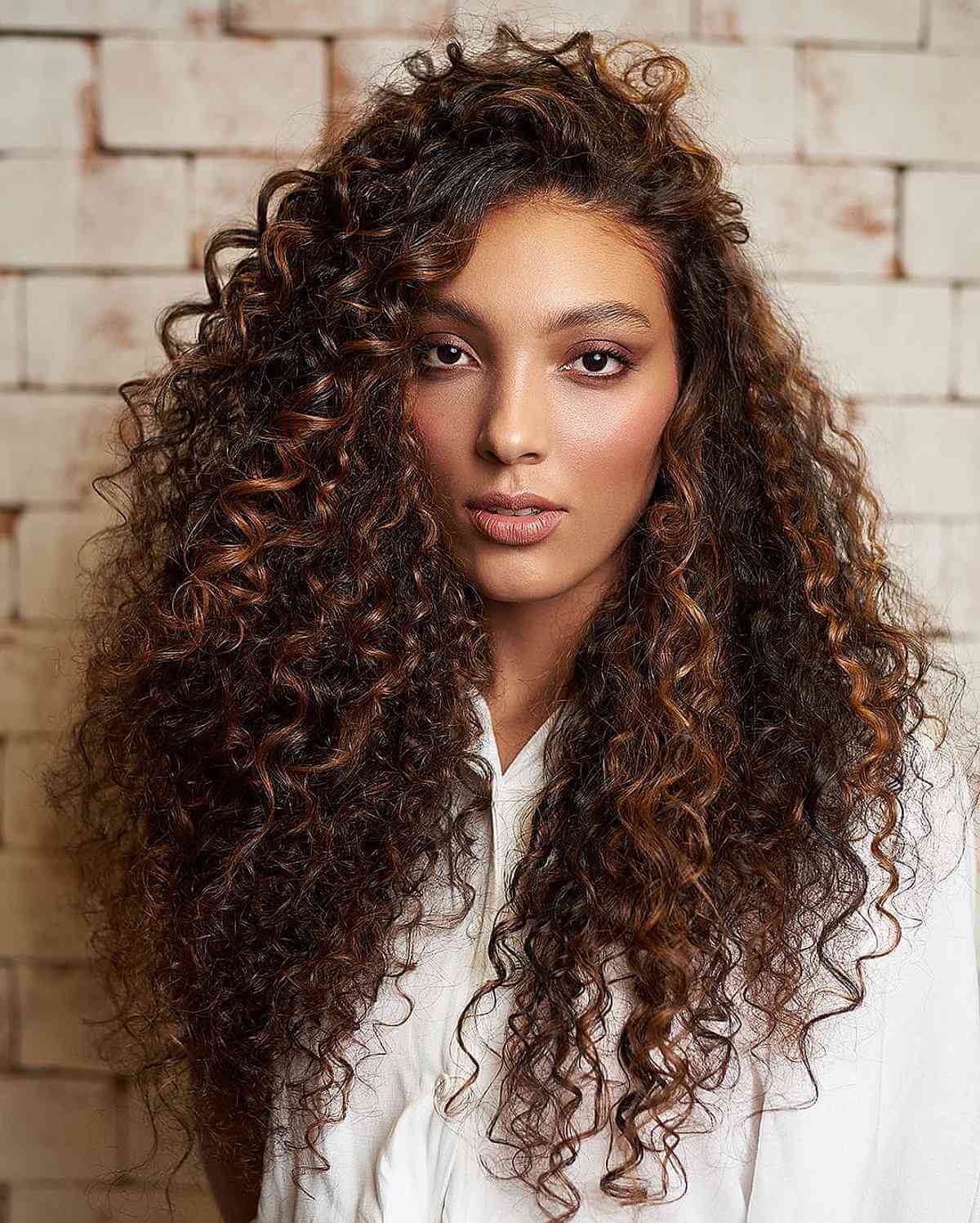 Mid-Back Long Layers With Subtle Balayage Mid-Back Long Layers With Subtle Balayage — Classy Brown Curly Hair