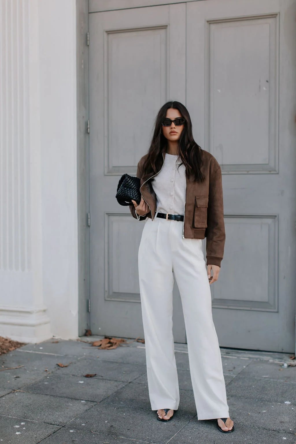 Chocolate Brown Suede Bomber Jacket with White Layer Chocolate Brown Suede Bomber Jacket with White Layer — Classy Brown Leather Jacket Outfit