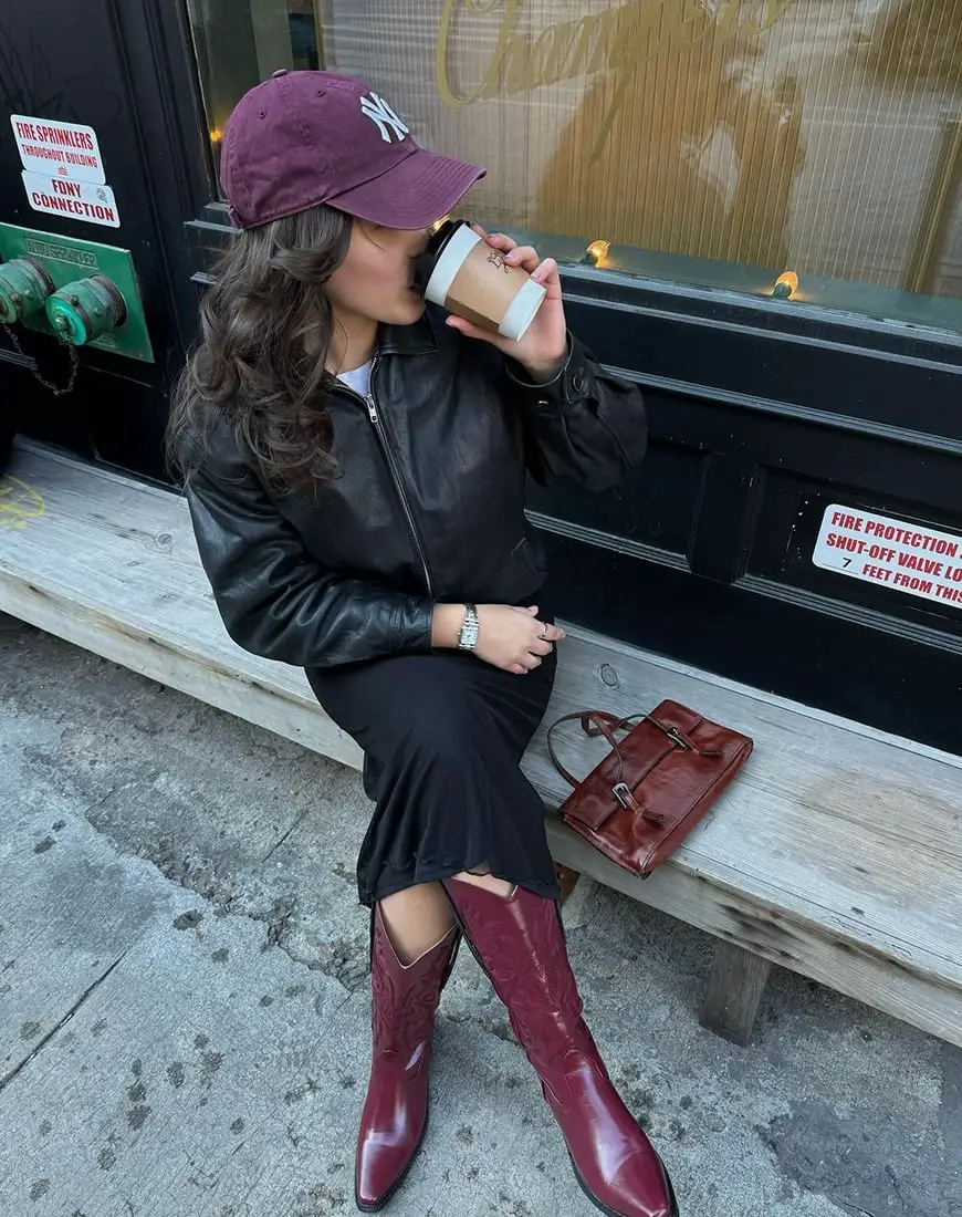 Casual Chic with Burgundy Cowboy Boots Casual Chic with Burgundy Cowboy Boots — Classy Burgundy Boots Outfit