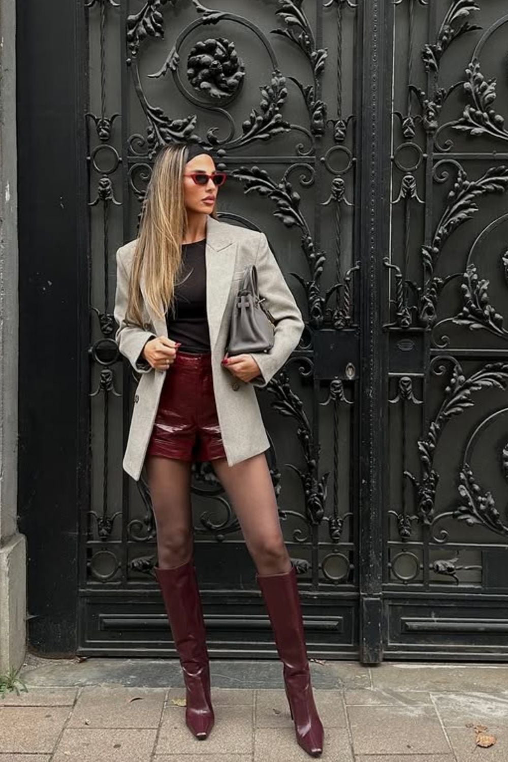 Smart Casual Burgundy Shorts and Boots Smart Casual Burgundy Shorts and Boots — Classy Burgundy Boots Outfit
