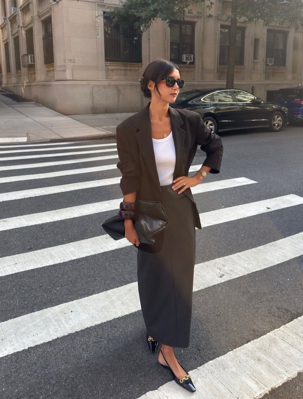 Charcoal Blazer And Midi Skirt Set Charcoal Blazer And Midi Skirt Set — Classy Business Casual Outfits