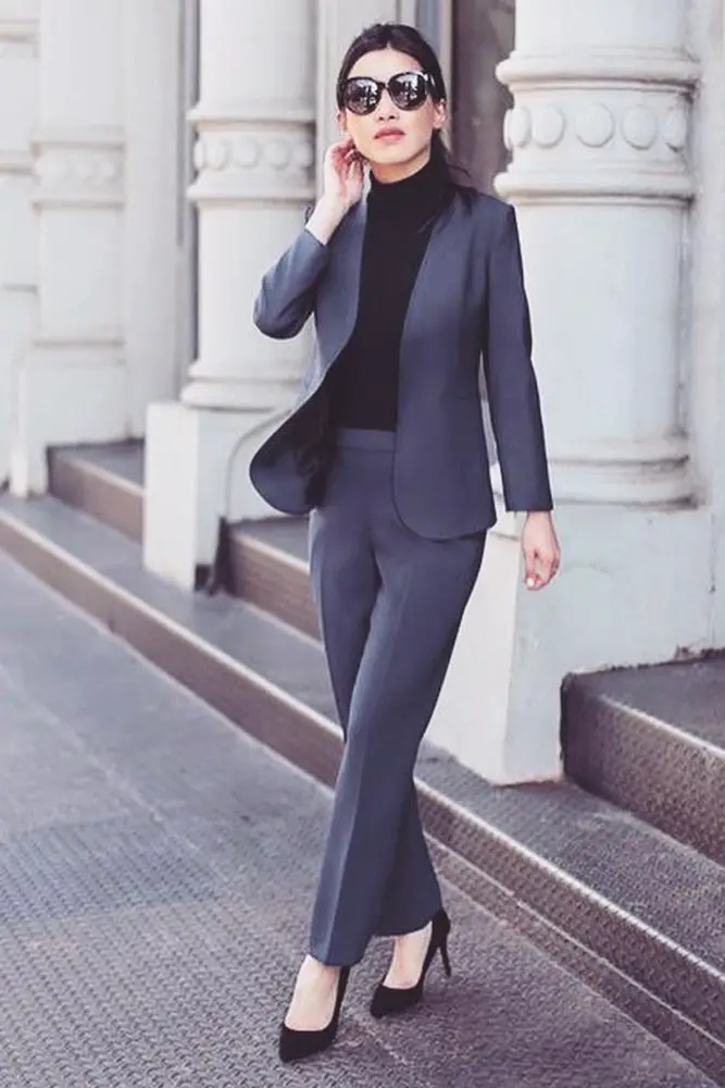 Charcoal Gray Suit with Black Turtleneck Charcoal Gray Suit with Black Turtleneck — Classy Business Outfits
