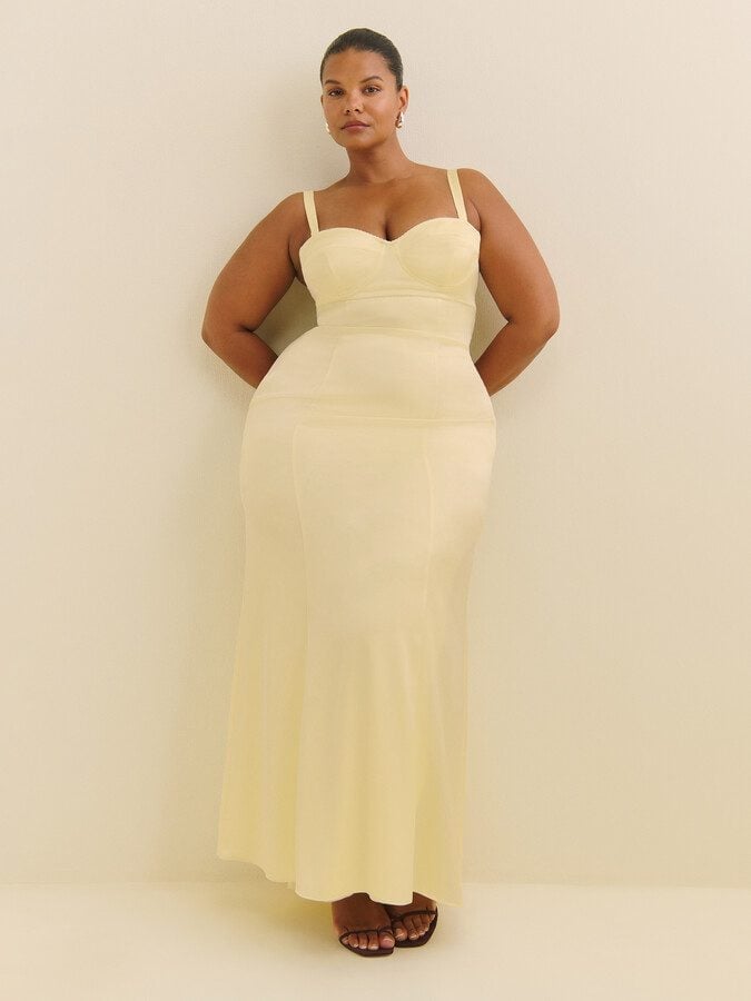 Pale Yellow Strapless Dress with Sweetheart Neckline and Fitted Bodice Pale Yellow Strapless Dress with Sweetheart Neckline and Fitted Bodice — Classy Butter Yellow Dress