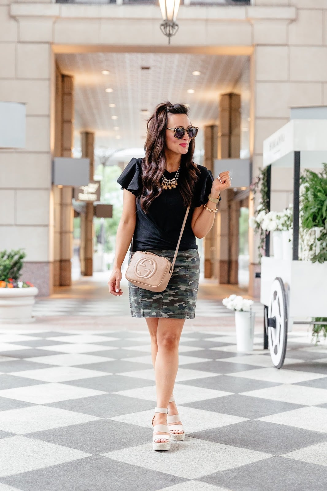 Camouflage Print Pencil Skirt With Black Top — Classy Camo Outfits