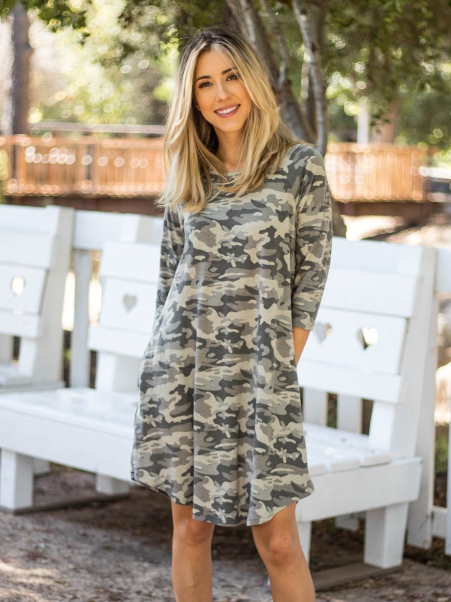 A-line Camo Print Jersey Dress — Classy Camo Outfits
