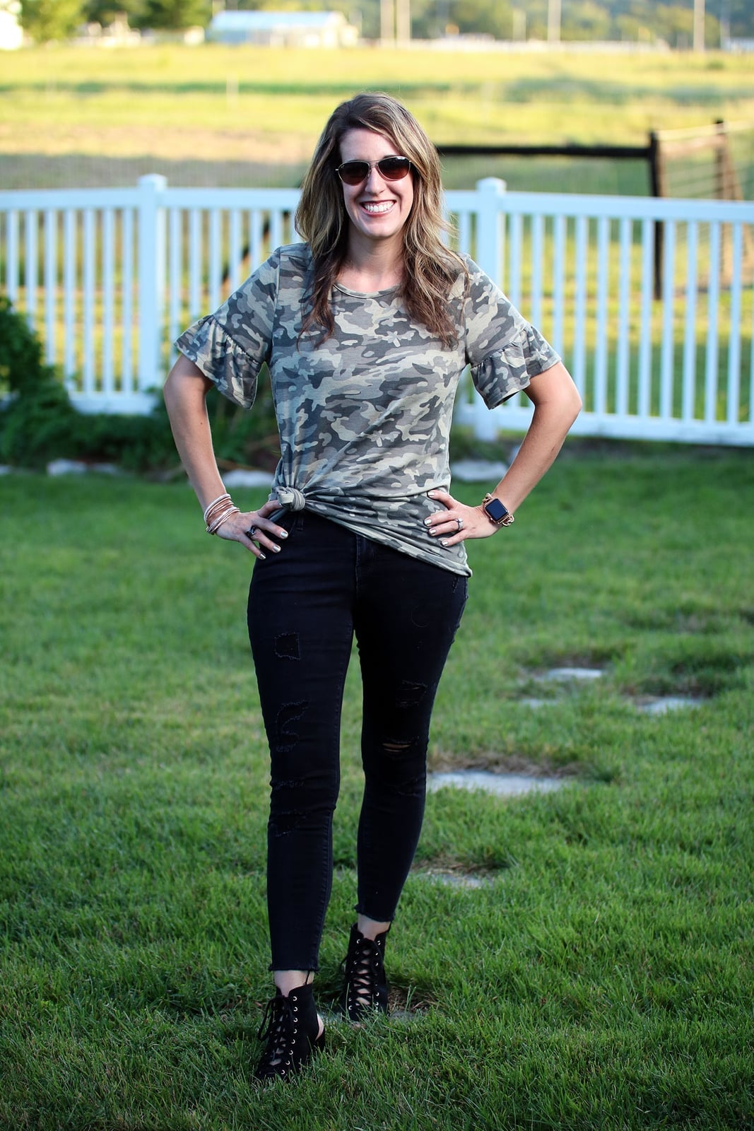 Camouflage T-Shirt With Ripped Black Jeans — Classy Camo Outfits