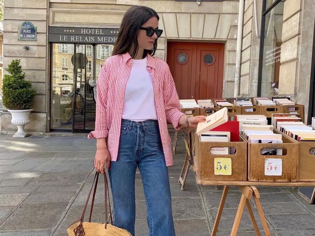Pink and White Striped Shirt Adds Casual Flair to Jeans Pink and White Striped Shirt Adds Casual Flair to Jeans — Classy Capsule Wardrobe