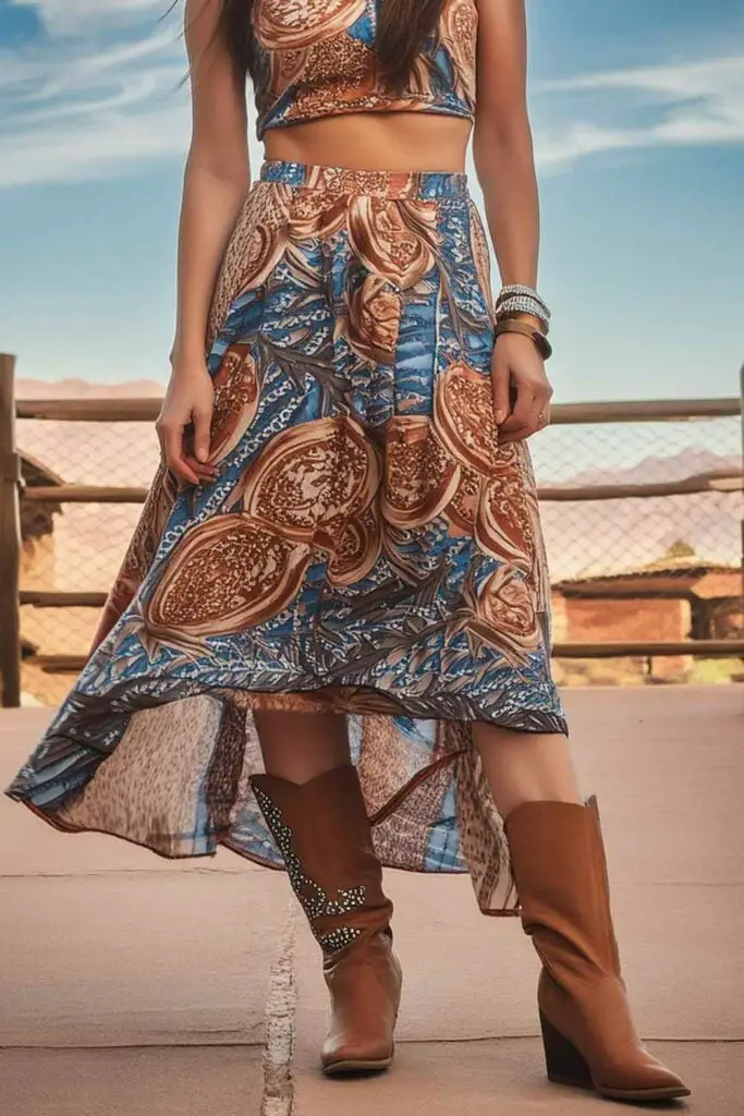 Printed Crop Top and Matching Midi Skirt Printed Crop Top and Matching Midi Skirt — Classy Casual Concert Outfit