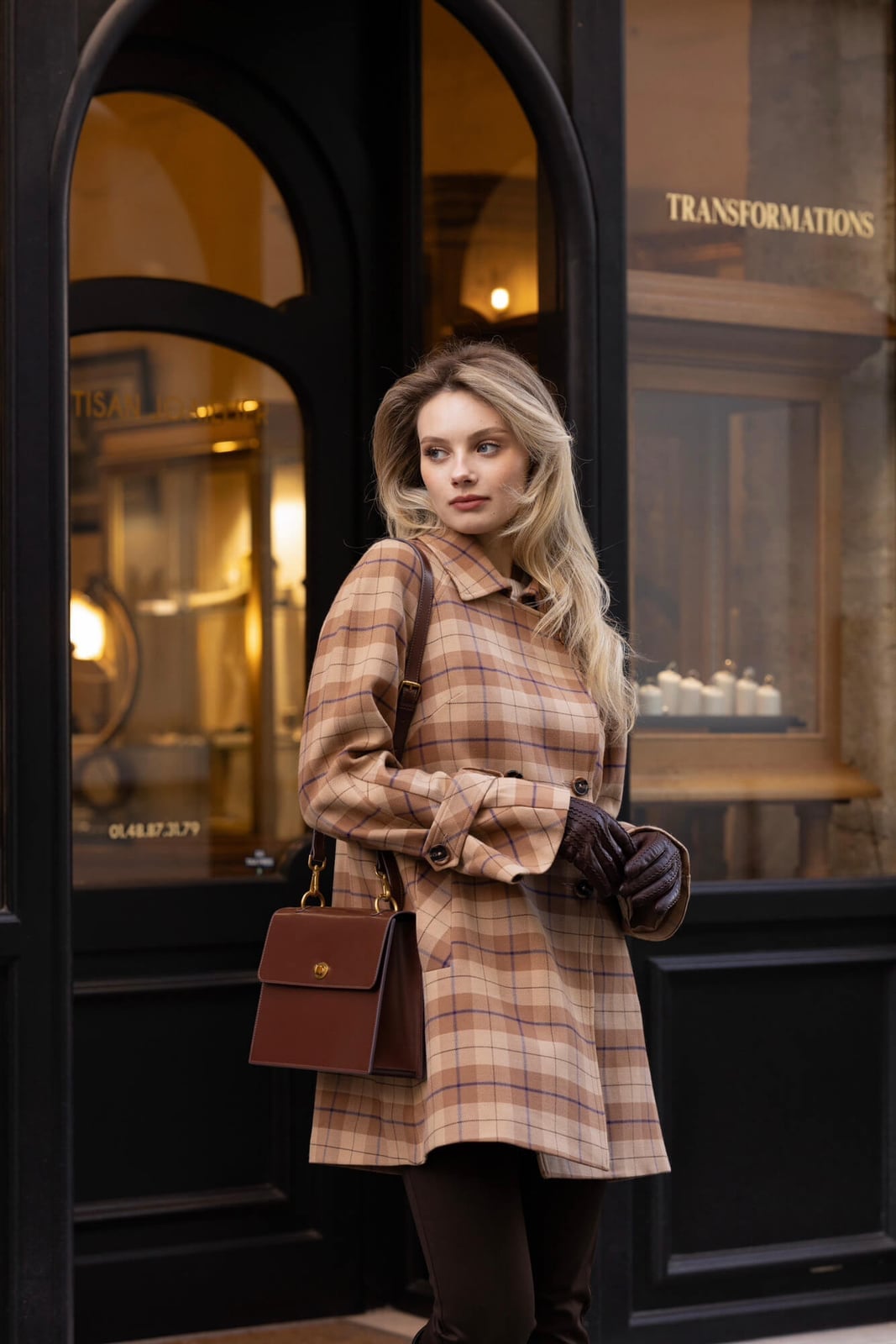 Plaid Fit And Flare Coat With Heeled Mules — Classy Casual Outfits