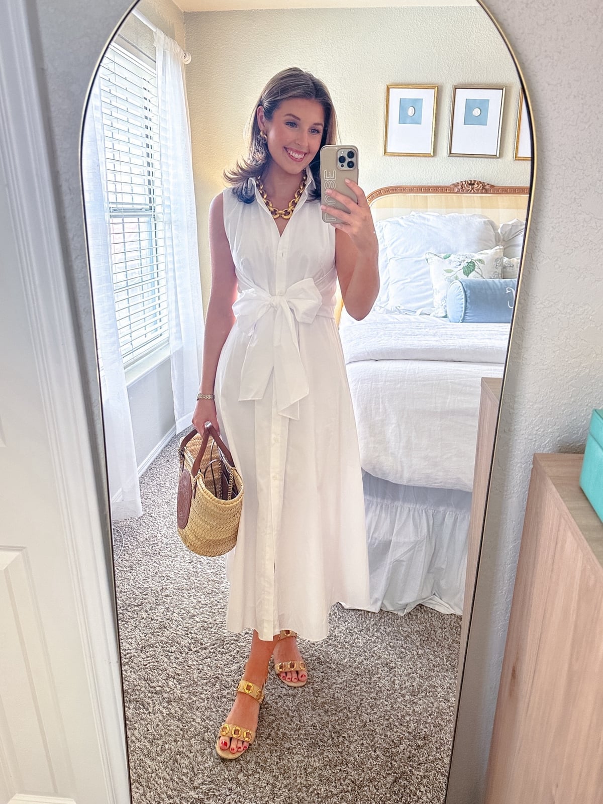 White Shirt Dress With Tie Waist White Shirt Dress With Tie Waist — Classy Casual Party Outfit