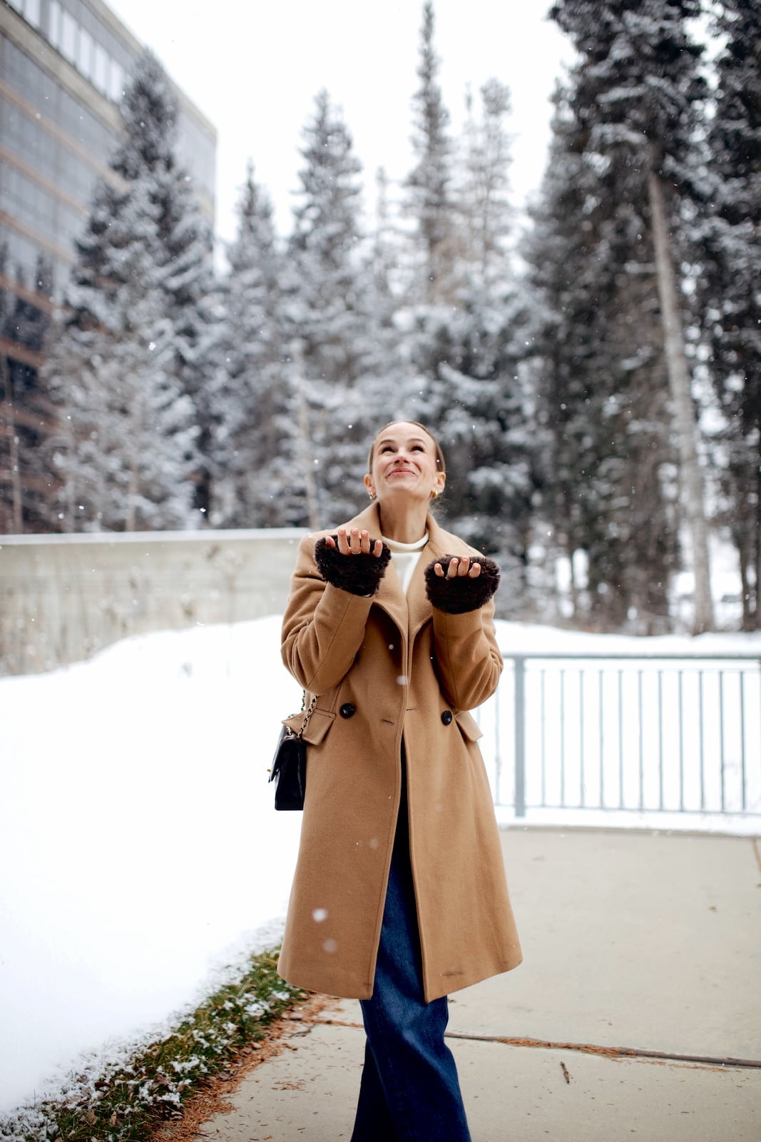Camel Coat With Dark Wash Jeans Camel Coat With Dark Wash Jeans — Classy Casual Party Outfit
