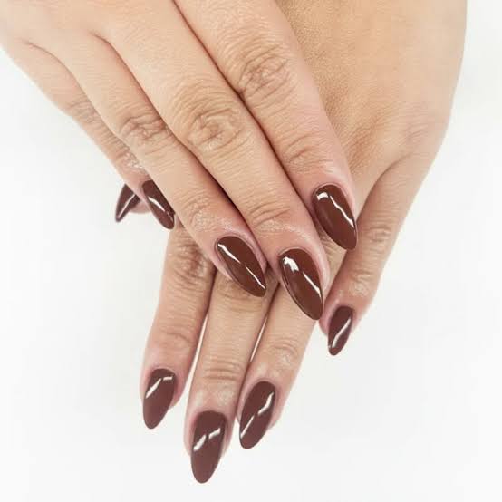 Deep Brown Velvet Cat-Eye Almond Nails, Close-Up Take Deep Brown Velvet Cat-Eye Almond Nails, Close-Up Take — Classy Chocolate Nails
