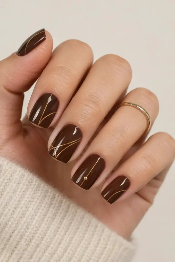 Matte Brown French Tip Glossy Brown Overlay Matte Brown French Tip Glossy Brown Overlay — Classy Chocolate Nails