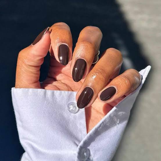 Deep Glossy Espresso Brown Almond Nails Deep Glossy Espresso Brown Almond Nails — Classy Chocolate Nails