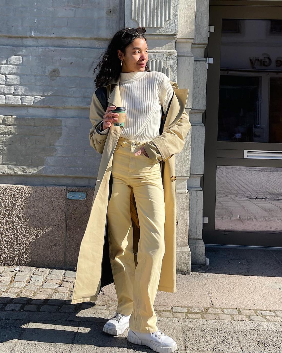 Bright Yellow Trousers with a Trench Coat for a Pop of Color Bright Yellow Trousers with a Trench Coat for a Pop of Color — Classy Comfy Outfits