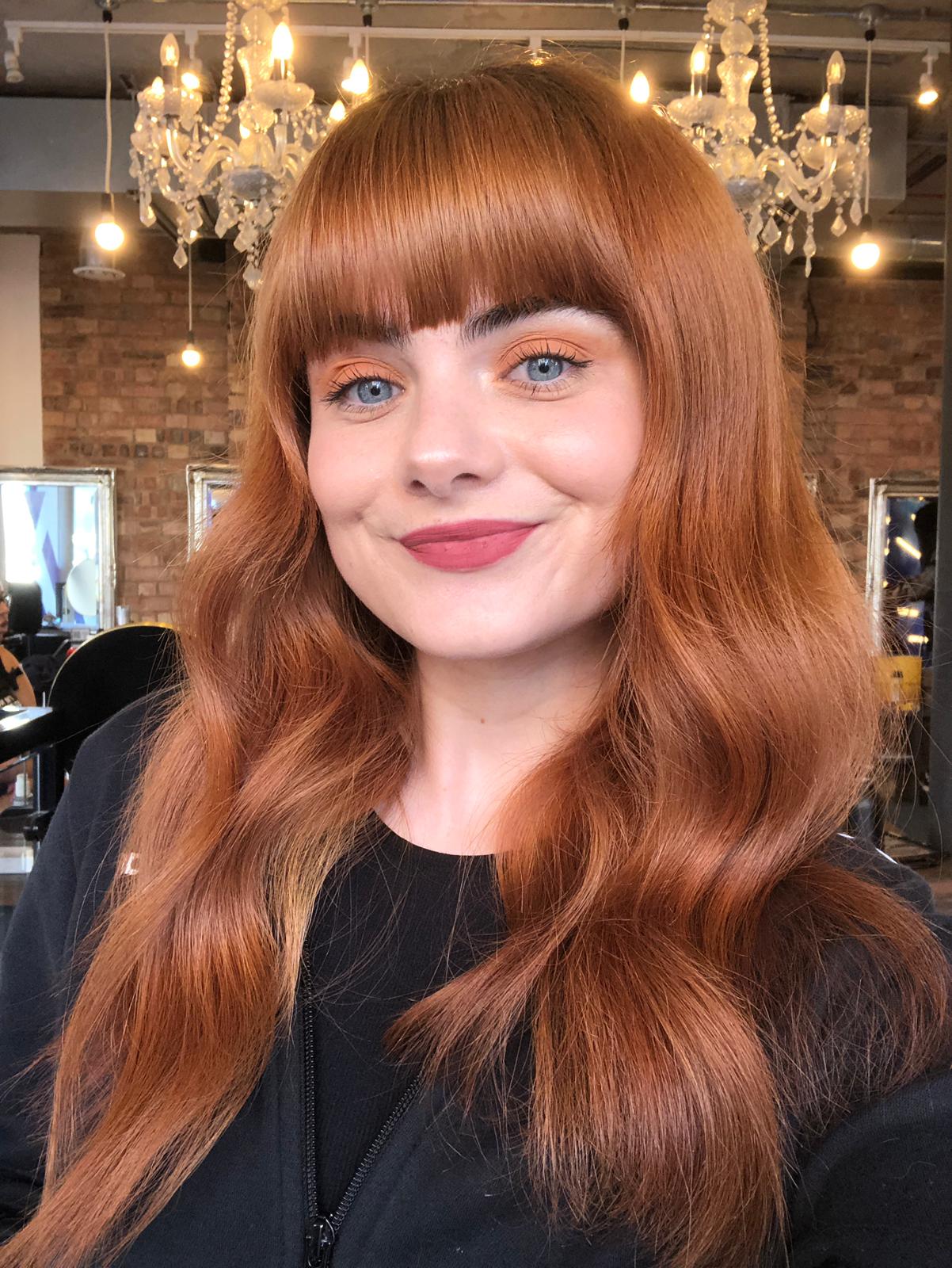 Vibrant Copper Collarbone With Lighter Highlights — Classy Copper Hair Color