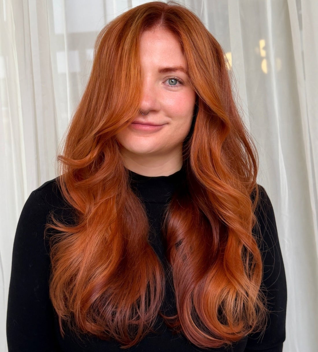 Deep Copper Mid-Back Length Straight Fine Hair — Classy Copper Hair Color