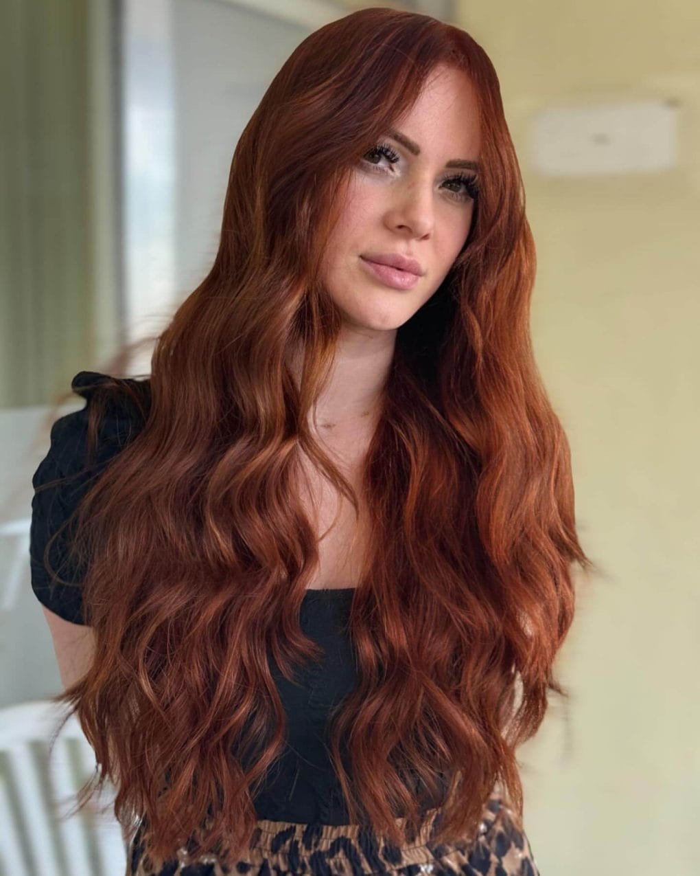 Rich Copper Mid-Back Length Straight Thick Hair — Classy Copper Hair Color