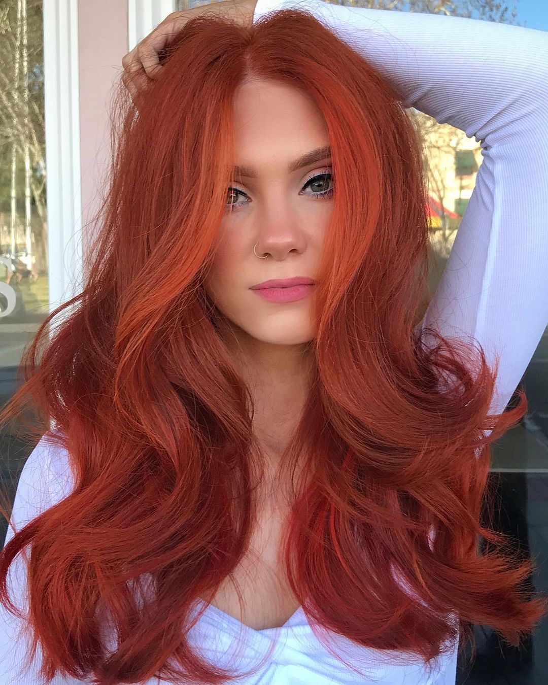 Intense Fiery Copper Mid-Back Waves — Classy Copper Hair Color