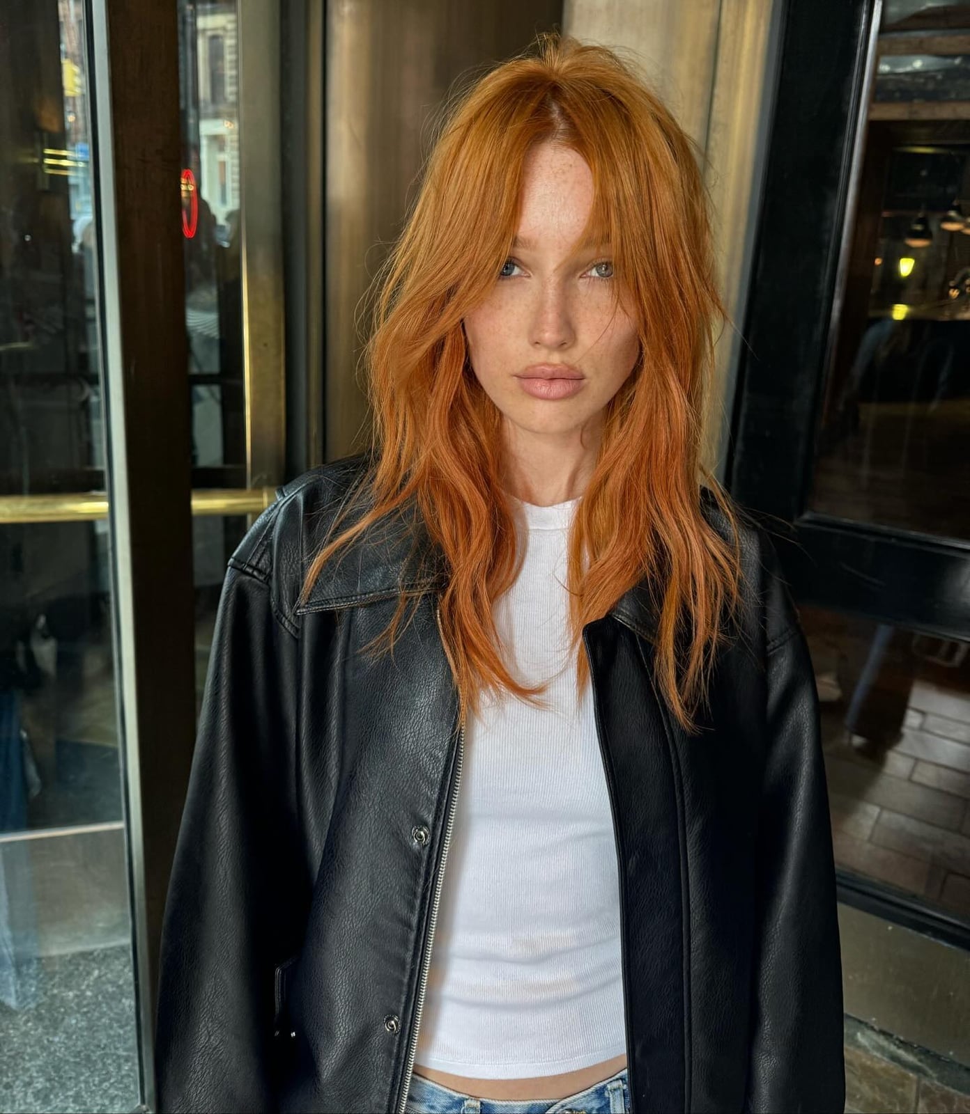 Warm Copper Shoulder Length With Soft Waves — Classy Copper Hair Color