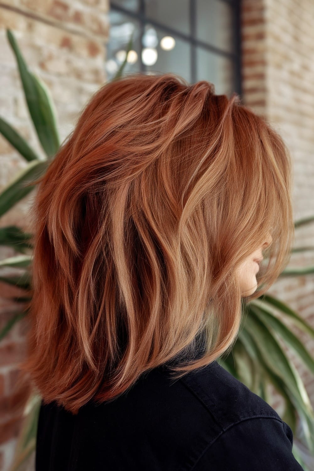 Copper Shoulder Length With Lighter Highlights — Classy Copper Hair Color