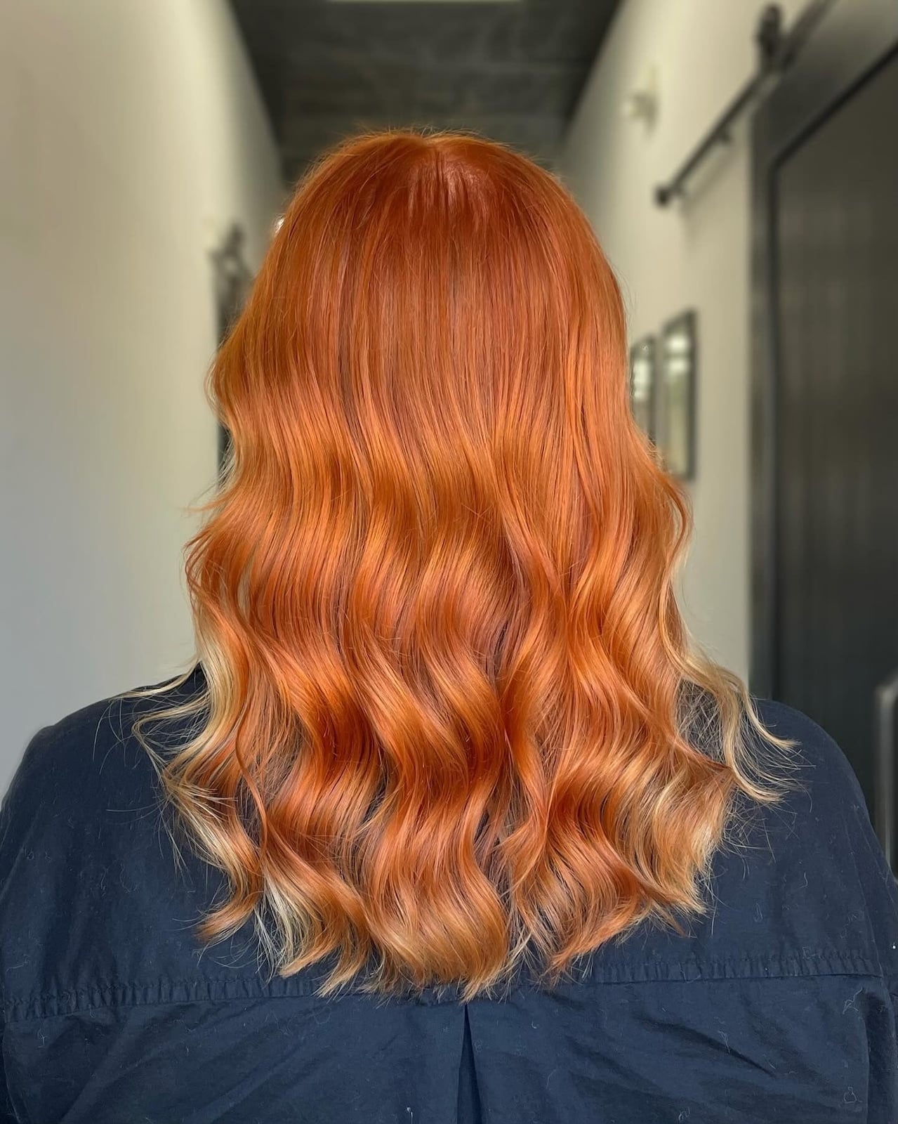Vibrant Copper Shoulder Length With Blonde Balayage — Classy Copper Hair Color