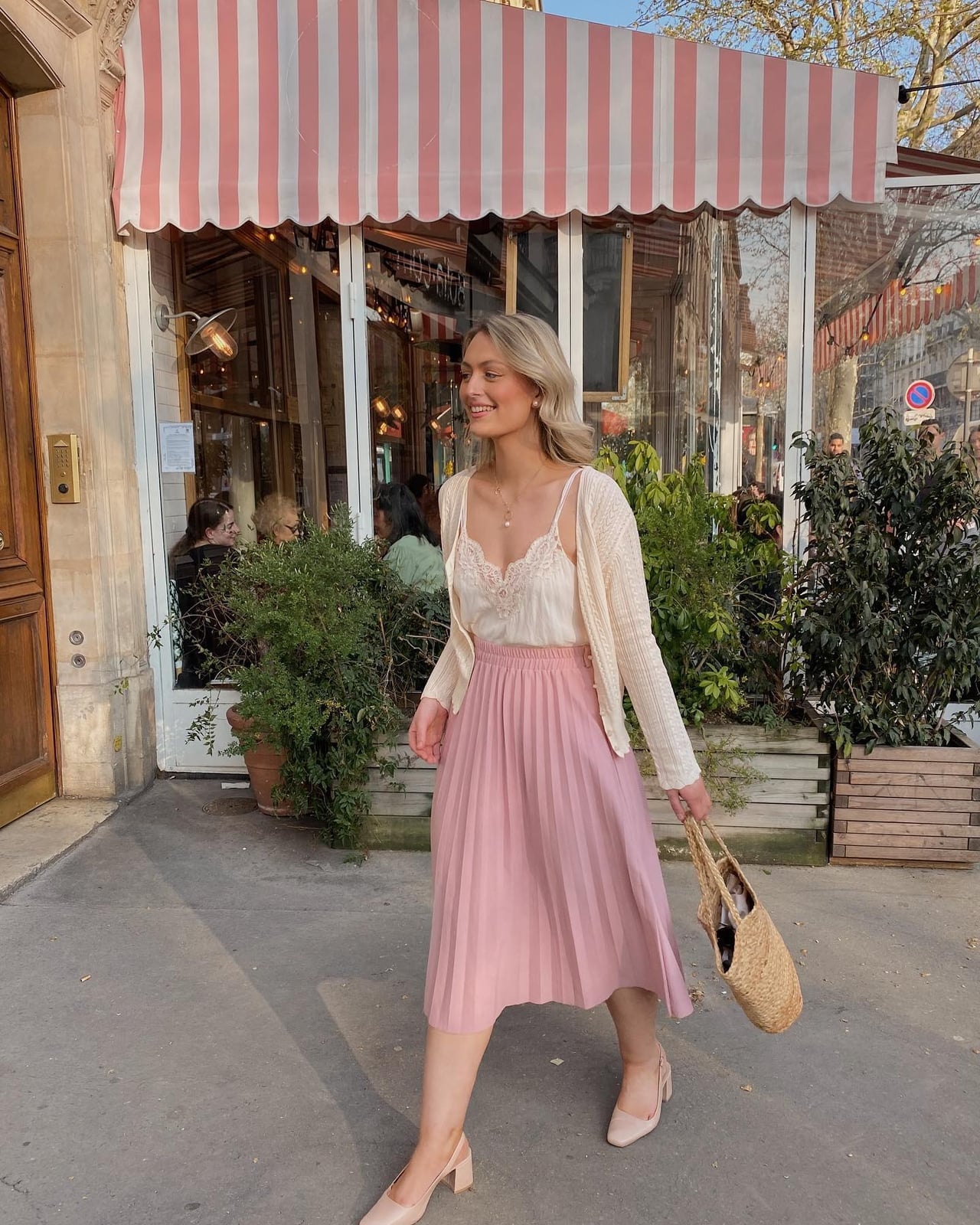 Cream Cardigan Pink Pleated Midi Skirt Outfit Cream Cardigan Pink Pleated Midi Skirt Outfit — Classy Coquette Outfits