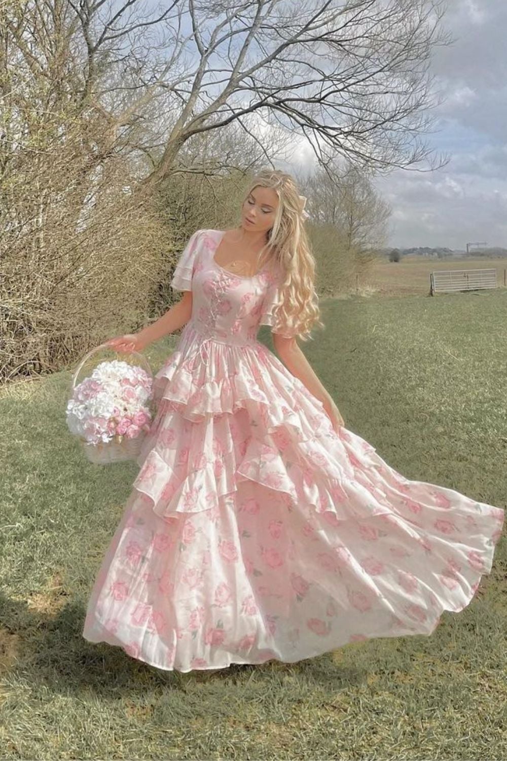 Tiered Ruffled Floral Chiffon Maxi Dress Tiered Ruffled Floral Chiffon Maxi Dress — Classy Coquette Outfits