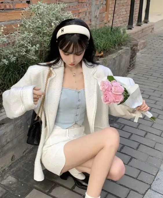 White Tweed Blazer Corset Top and Shorts Set White Tweed Blazer Corset Top and Shorts Set — Classy Coquette Outfits