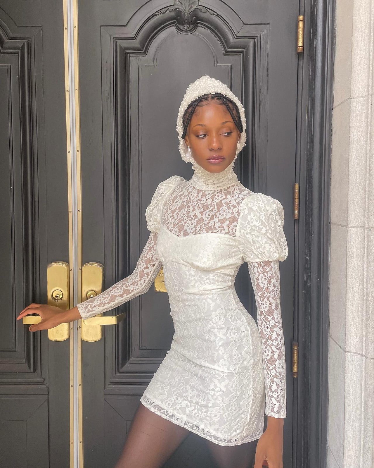 White Lace Puff Sleeve Mini Dress White Lace Puff Sleeve Mini Dress — Classy Coquette Outfits