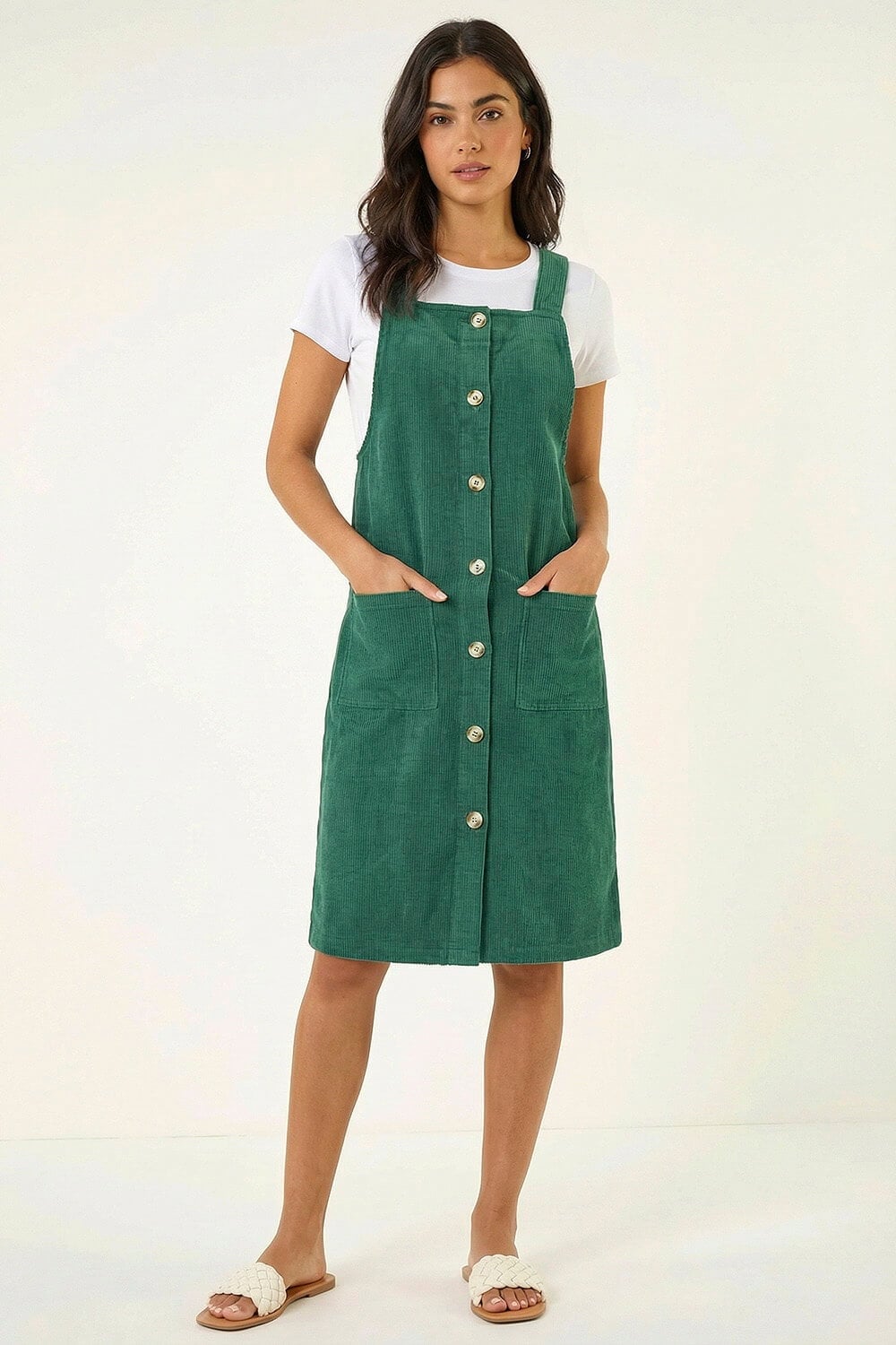 Brown Corduroy Dress With Striped Top Layer Brown Corduroy Dress With Striped Top Layer — Classy Corduroy Dress