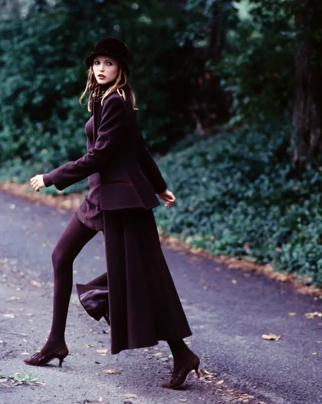 Deep Plum Corduroy Midi Skirt with Matching Turtleneck Deep Plum Corduroy Midi Skirt with Matching Turtleneck — Classy Corduroy Skirt Outfit