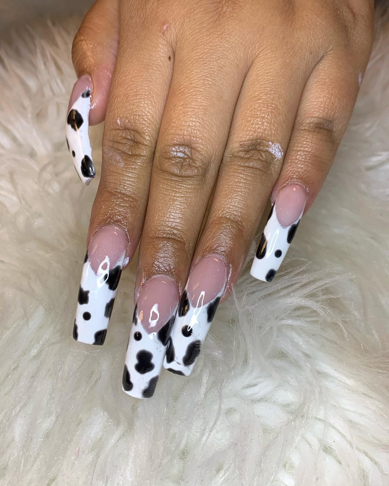 Very Long Stiletto Full Cow Print Nails Very Long Stiletto Full Cow Print Nails — Classy Cow Print Nails