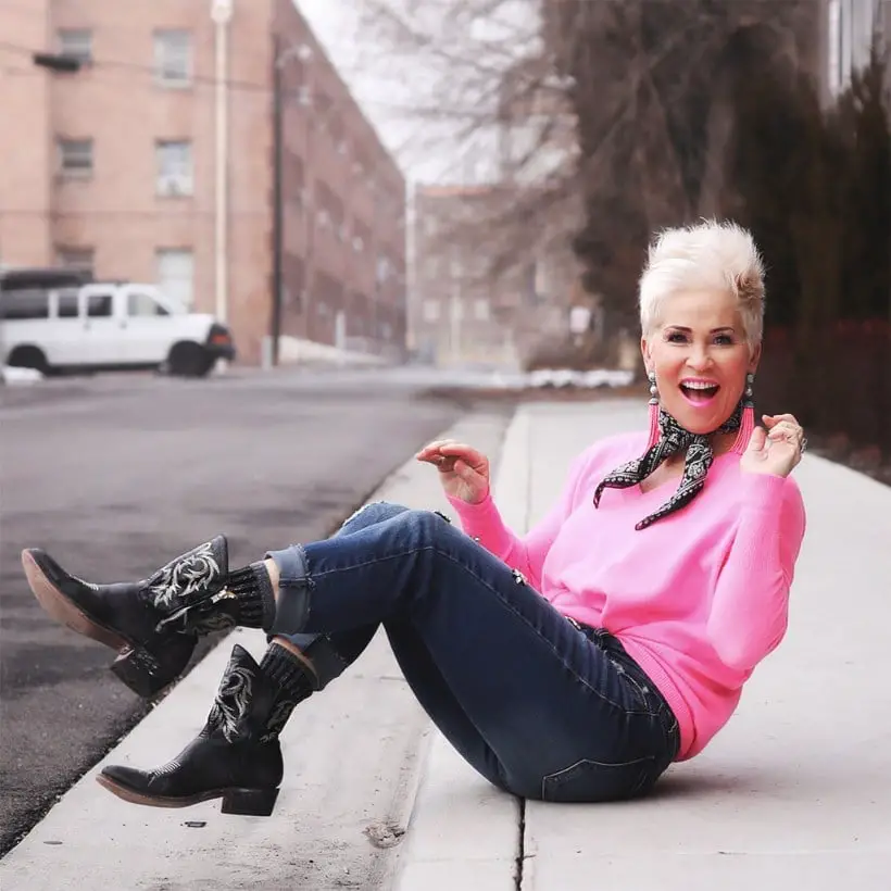 Pink Sweater With Embroidered Cowboy Boots Pink Sweater With Embroidered Cowboy Boots — Classy Cowgirl Outfits