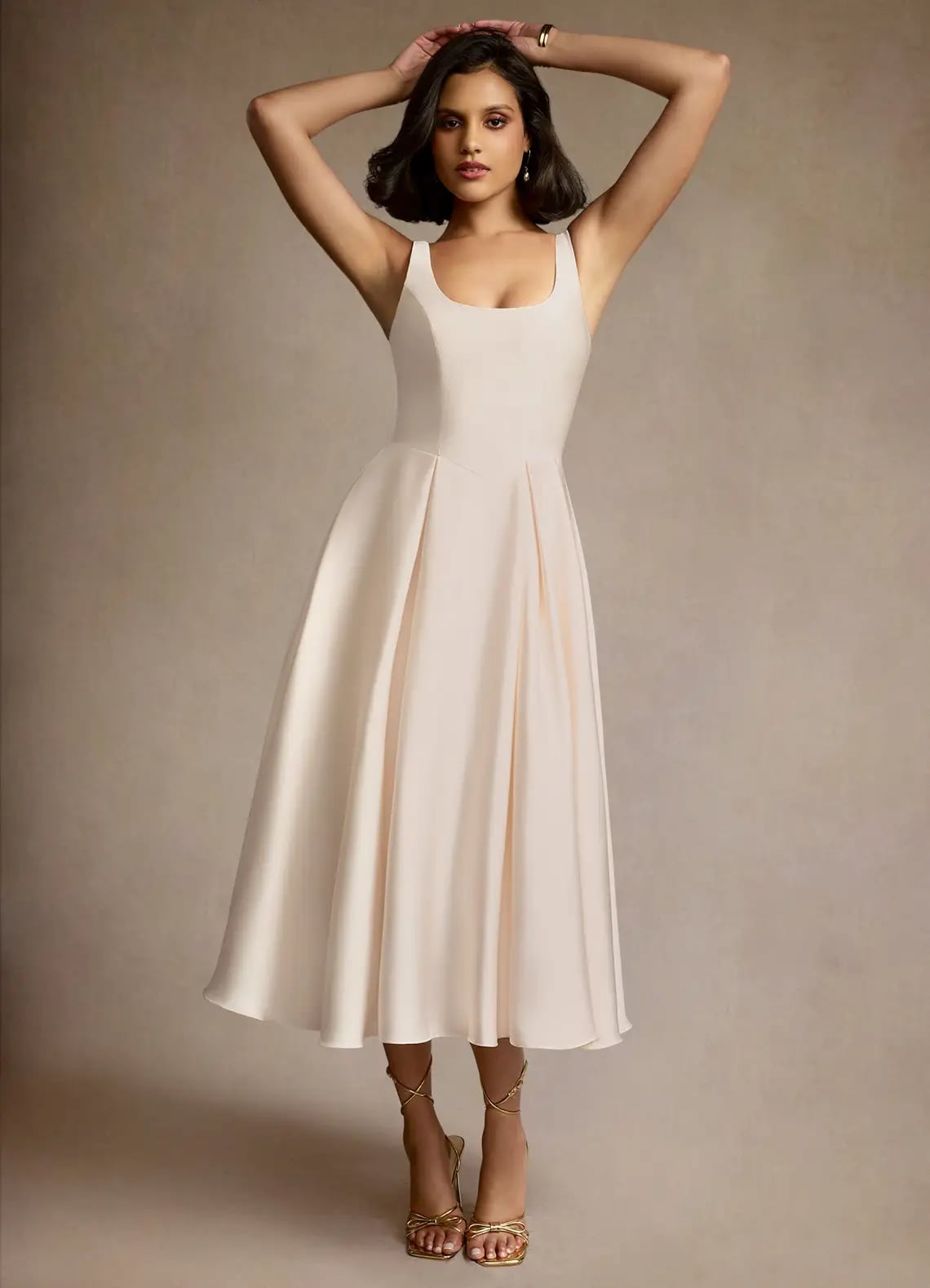 Elegant Cream Cowl Cape Evening Dress Elegant Cream Cowl Cape Evening Dress — Classy Cream Outfits
