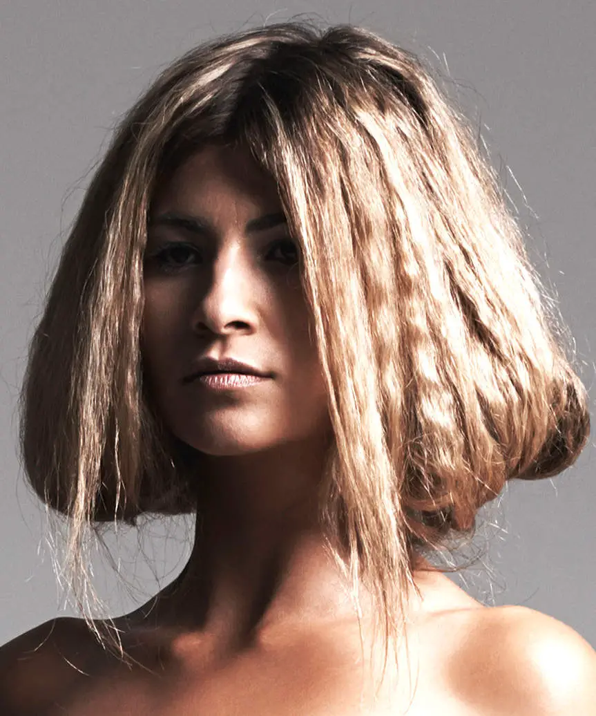 Chin Length Bob With Crimped Ends Chin Length Bob With Crimped Ends — Classy Crimped Hair