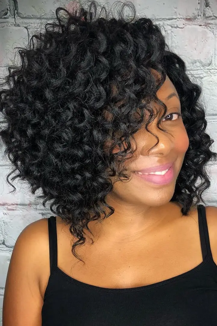 Short Black Bob With Side-Swept Bangs — Classy Crochet Hair