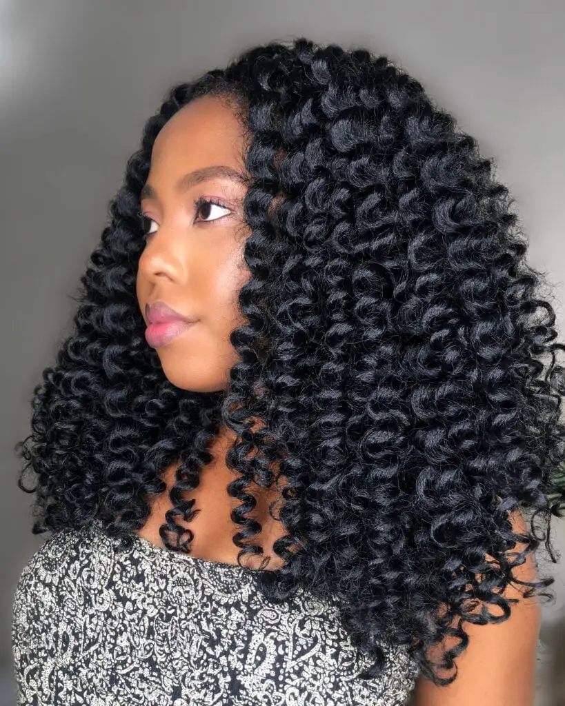 Collarbone Length Defined Curls — Classy Crochet Hair
